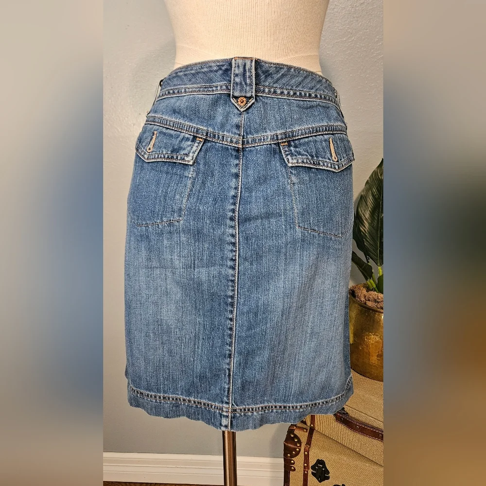 EDDIE BAUER Y2K 100% Cotton Vintage Above The  Knee Length Denim Jean Skirt! - Picture 2 of 8